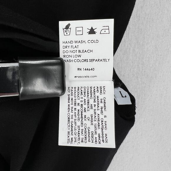 ENZA COSTA Detached Mockneck Top Womens Large Black Brushed Cotton Long Sleeve - Picture 12 of 16